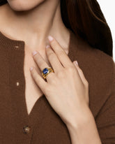 DY Mercer® Color Three Row Stone Ring in 18K Yellow Gold with Iolite and Diamonds, 12mm